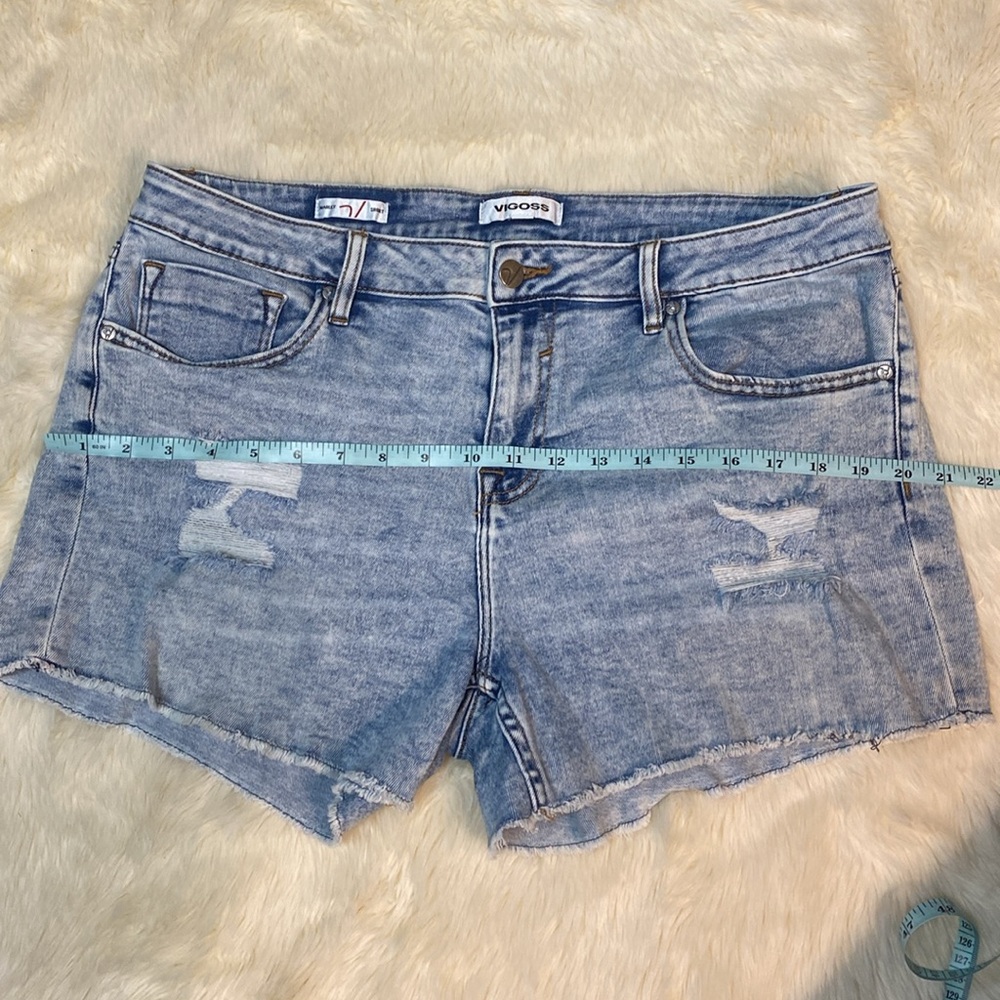 Vigross denim distress shorts , raw hem, size 32 Light wash stone - Picture 8 of 10